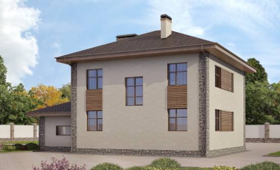 185-004-П Проект двухэтажного дома и гаражом, просторный коттедж из блока Луцк | Проекты домов от House Expert