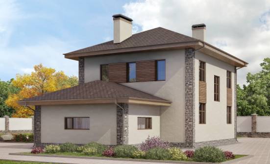 185-004-П Проект двухэтажного дома и гаражом, просторный коттедж из блока Луцк | Проекты домов от House Expert