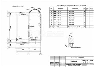 Перемычки 1-го этажа. Спецификация перемычек 1-го и 2-го этажей